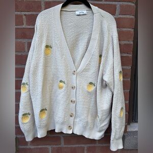 Sadie and Sage Esme Cream Lemon Cardigan Women’s Size XL